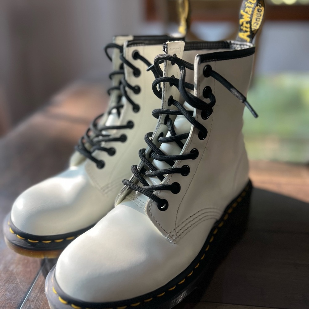 Dr. Martens Off-White Boots with Black Accents